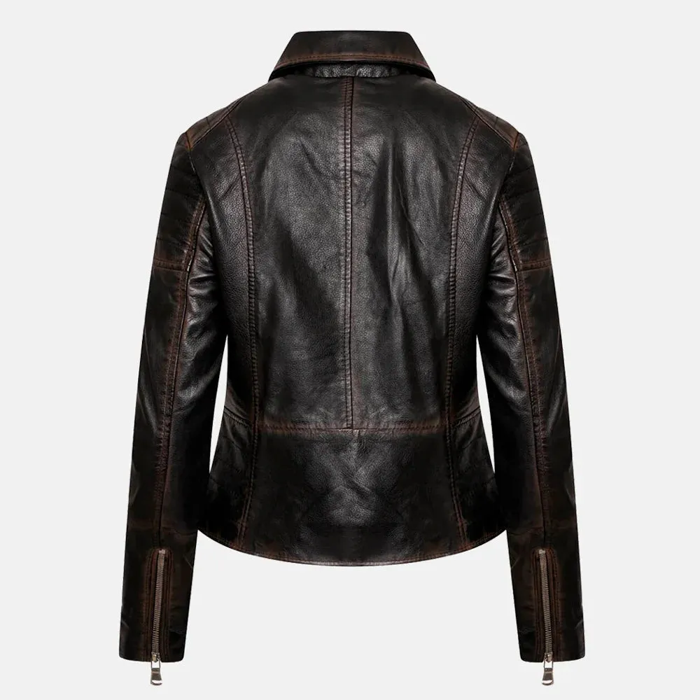 Hellfire Chic Leather Biker Jacket Women