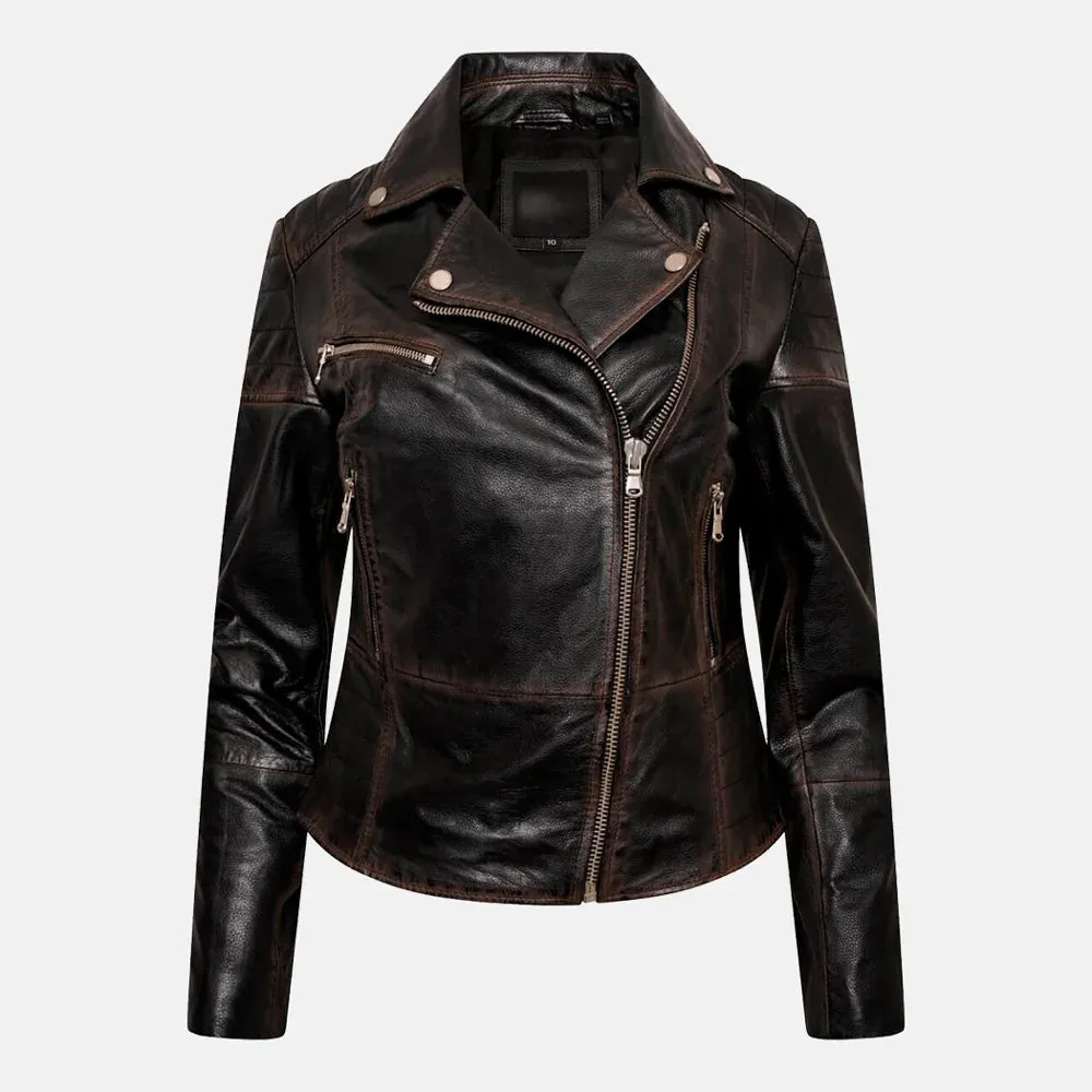 Hellfire Chic Leather Biker Jacket Women