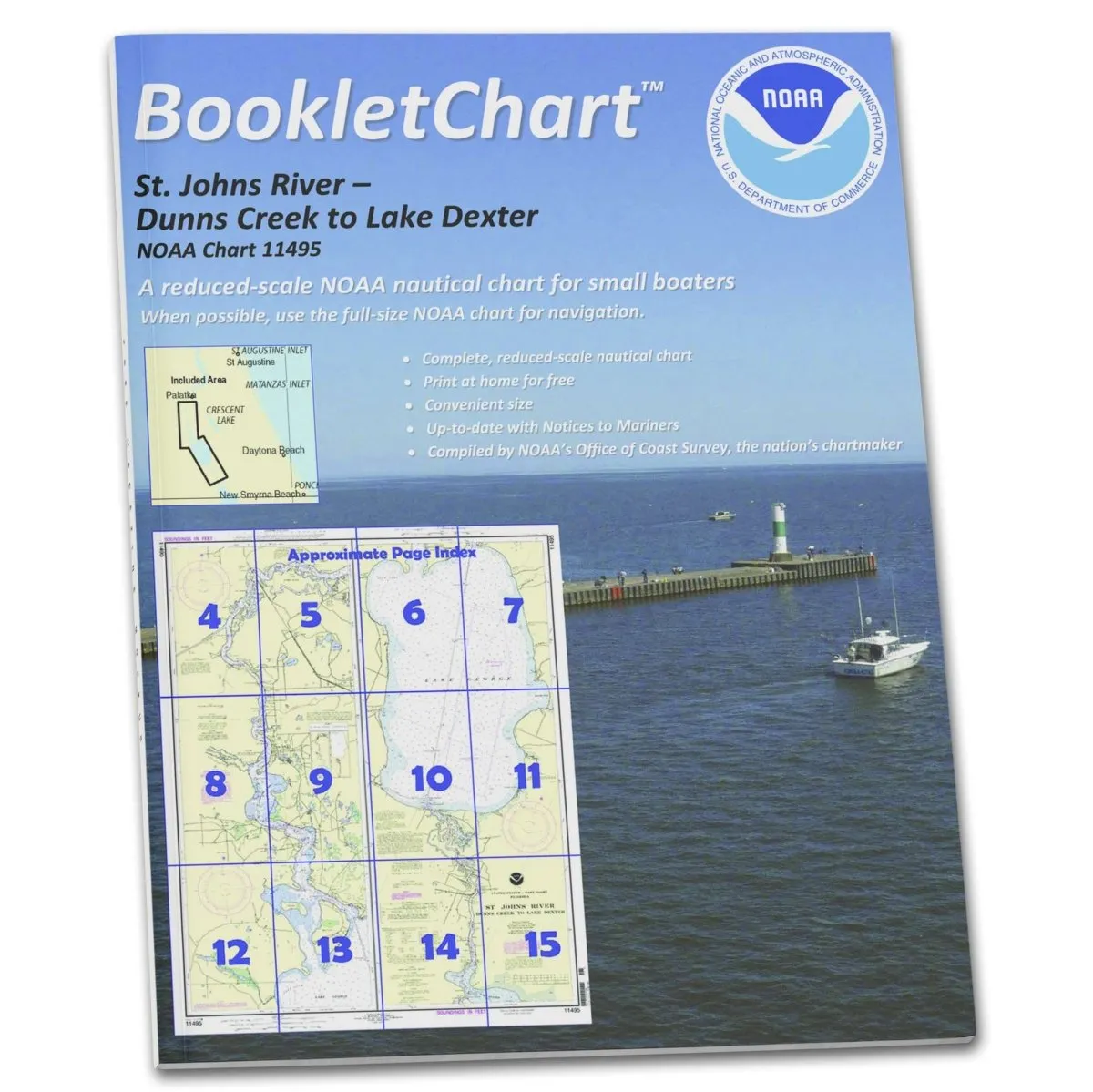 Historical NOAA BookletChart 11495: St. Johns River Dunns Creek to Lake Dexter