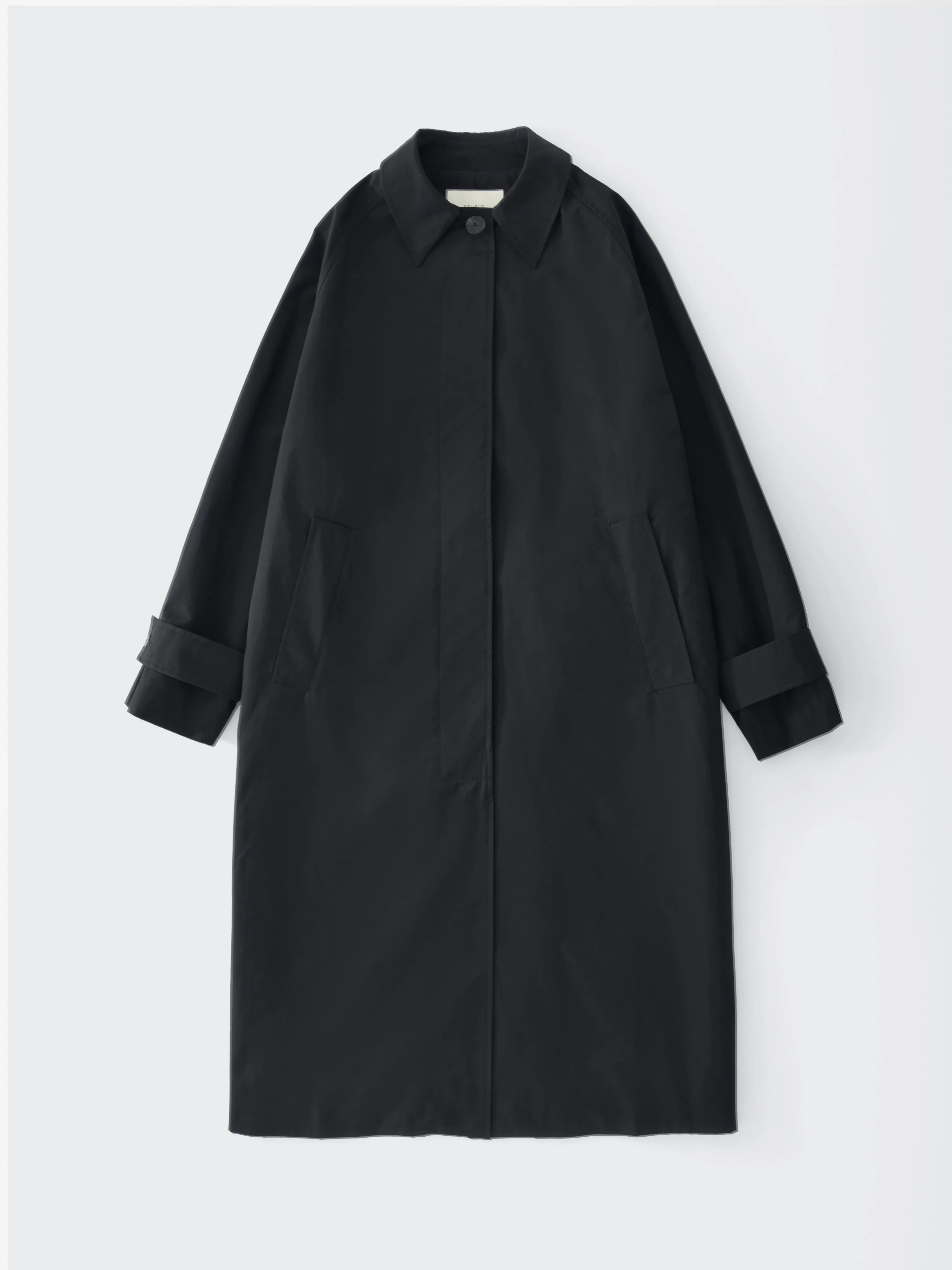 Holin Coated Cotton Coat in Black