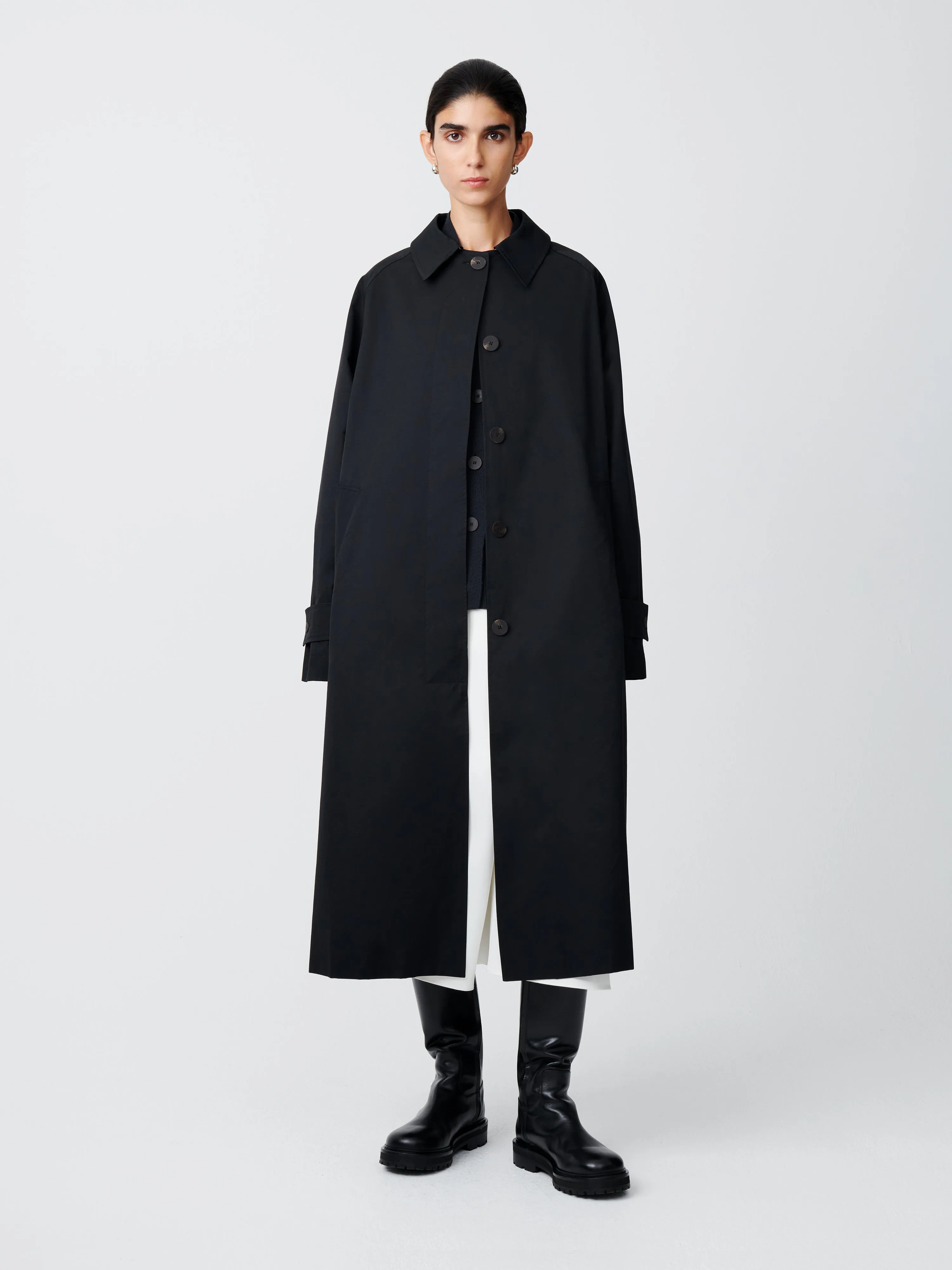 Holin Coated Cotton Coat in Black