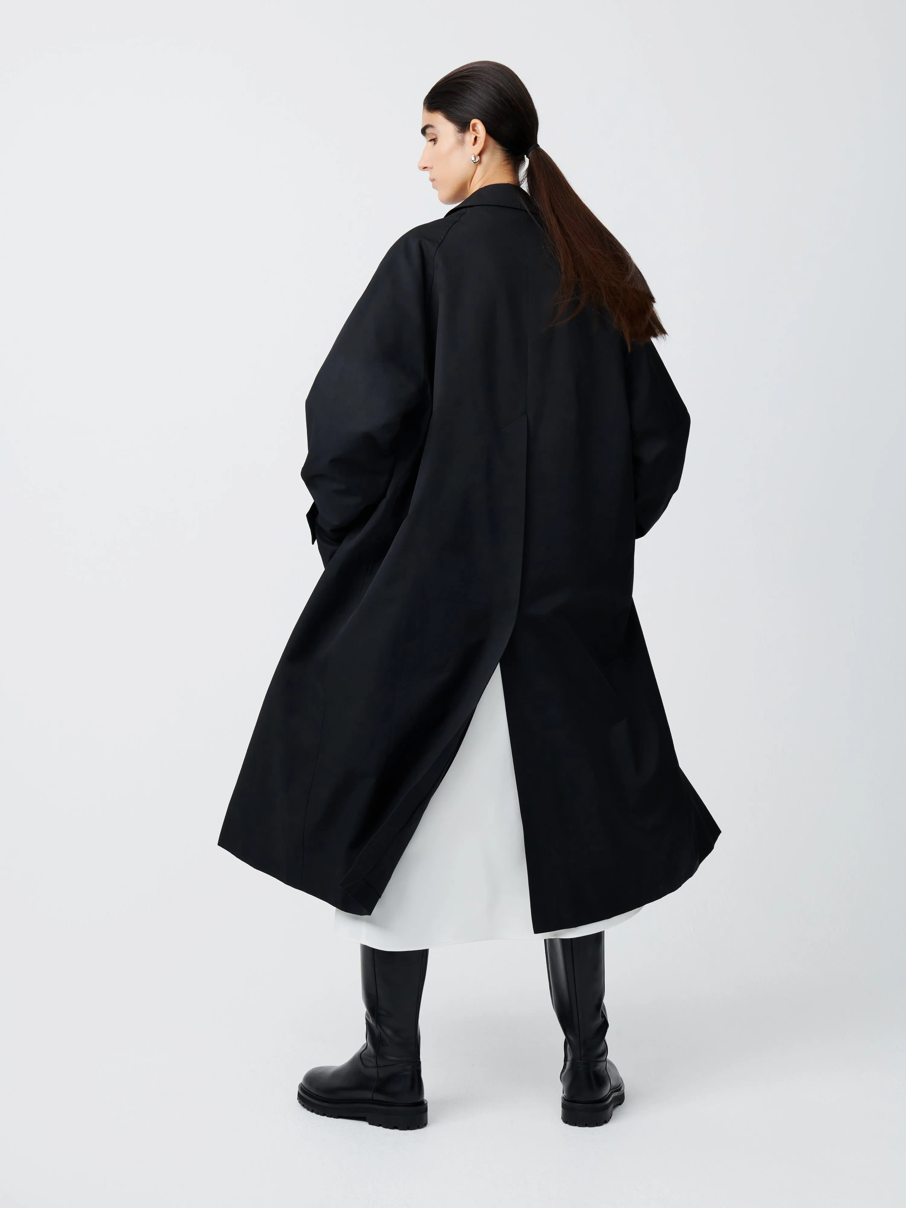 Holin Coated Cotton Coat in Black