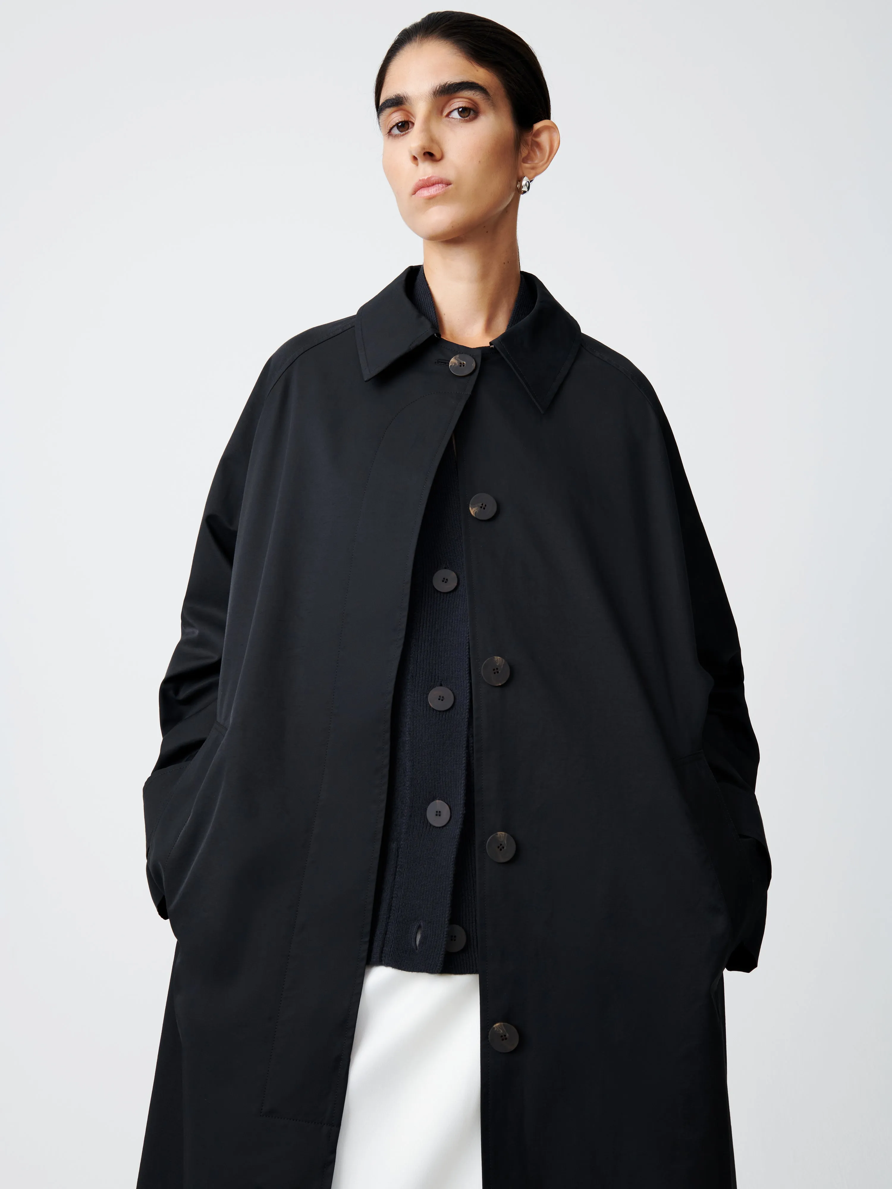 Holin Coated Cotton Coat in Black