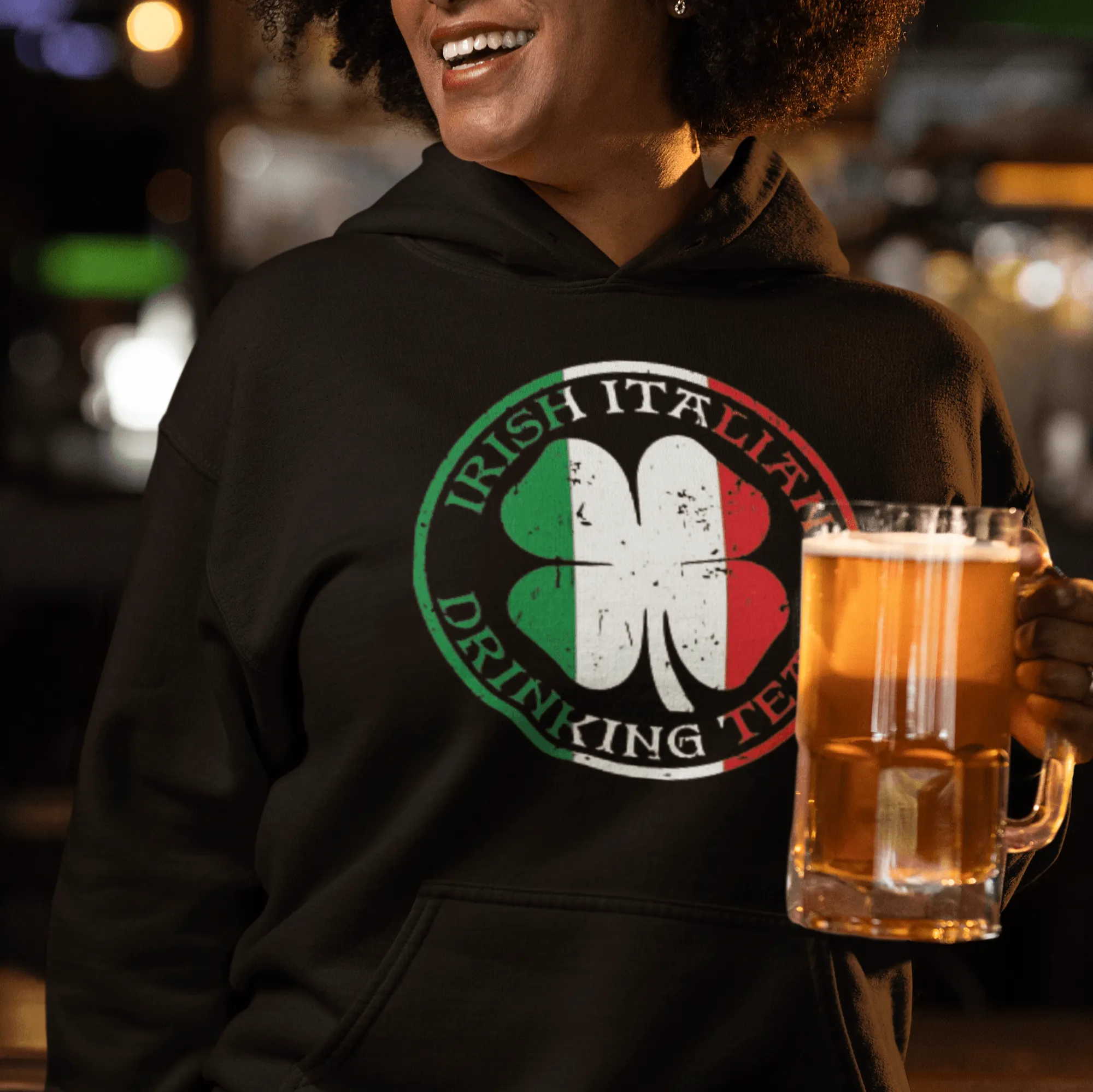 Irish Italian Drinking Team Hoodie Midweight Blended Cotton Unisex Pullover