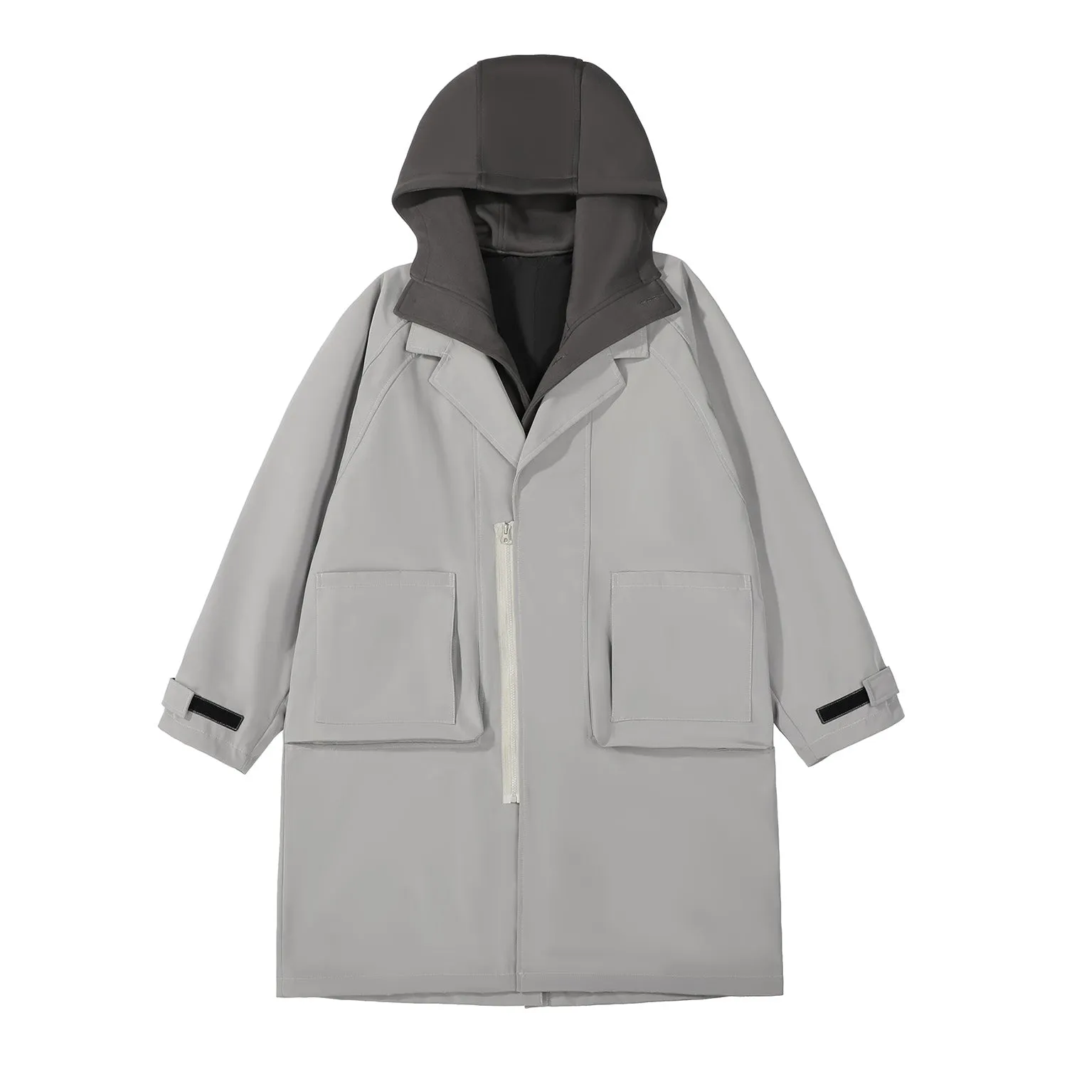 J36 Grey Urban Trench Coat with Hoodie