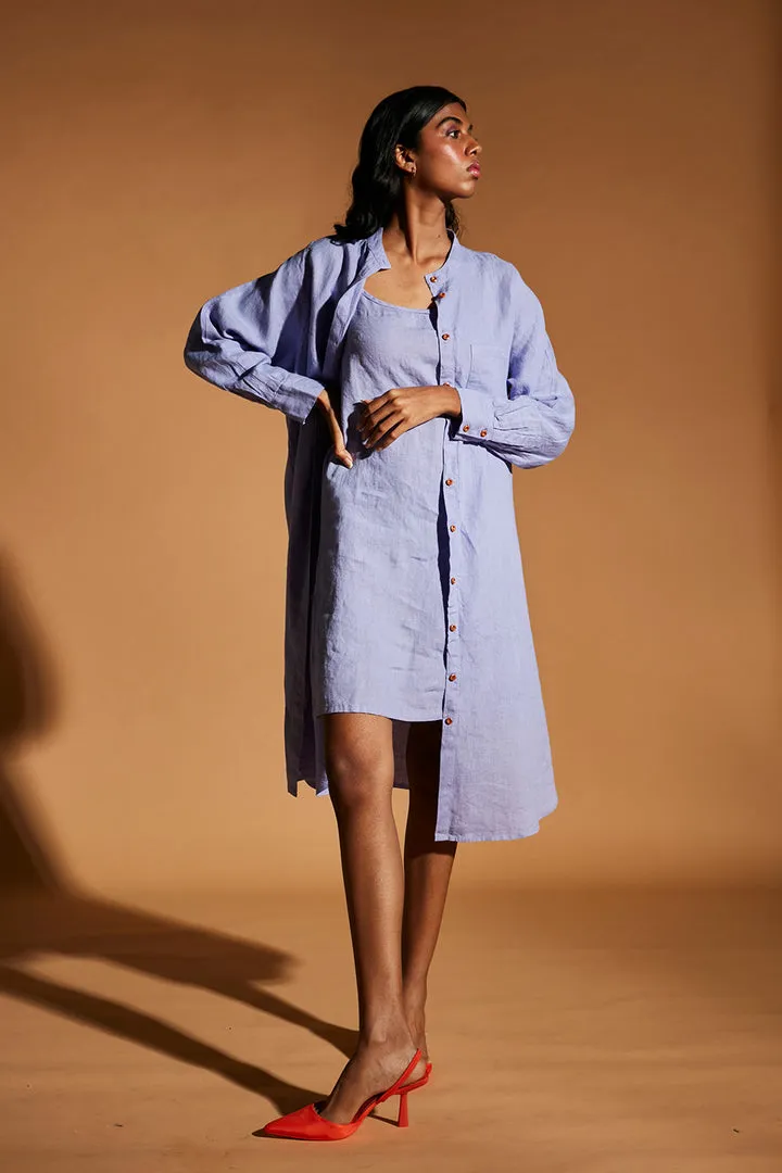 Jacaranda Linen Shirt Dress