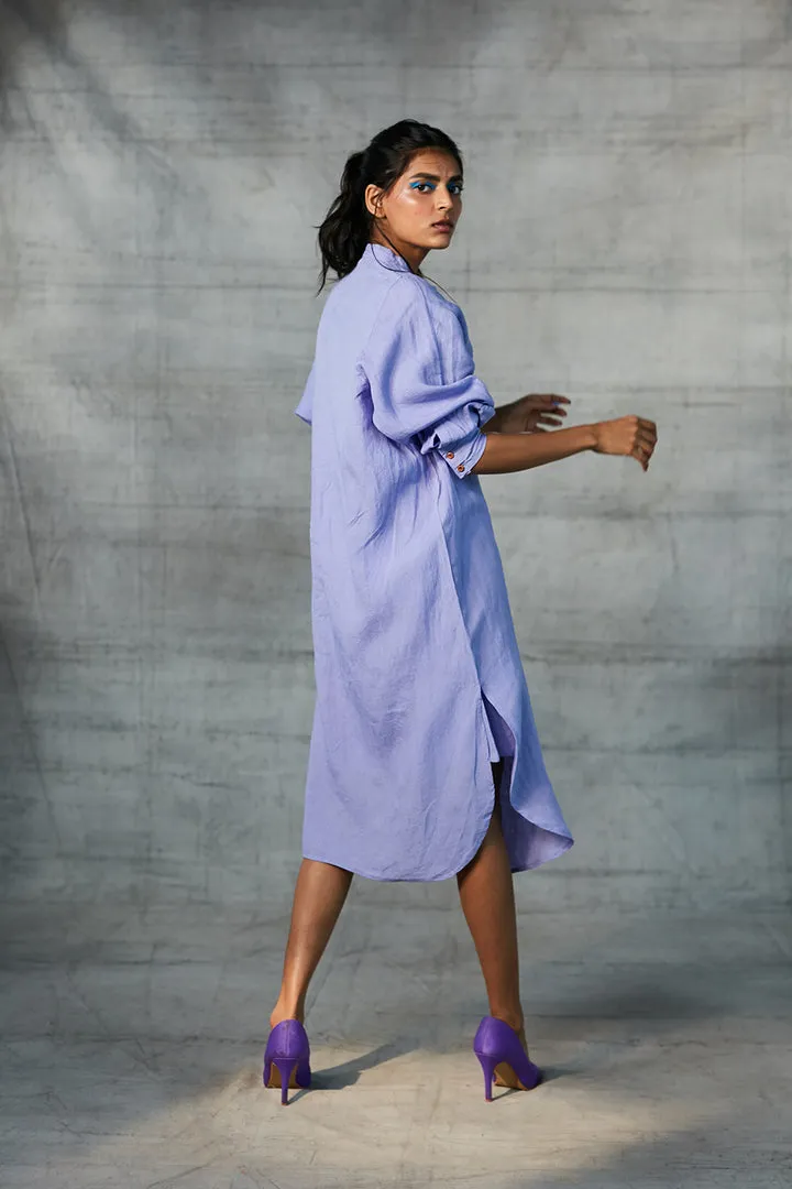 Jacaranda Linen Shirt Dress