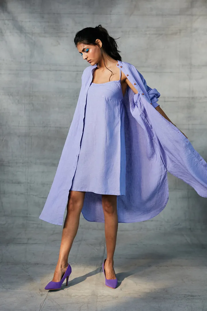 Jacaranda Linen Shirt Dress