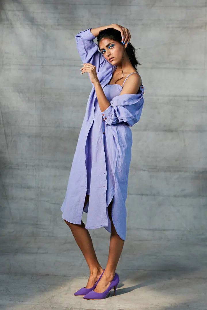 Jacaranda Linen Shirt Dress