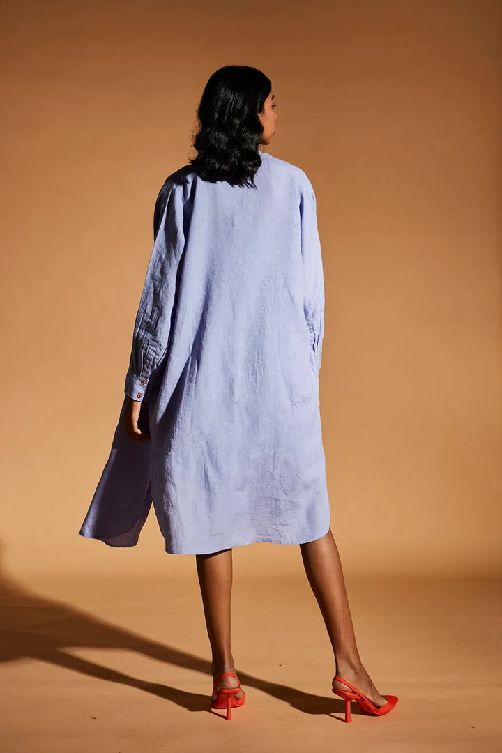 Jacaranda Linen Shirt Dress