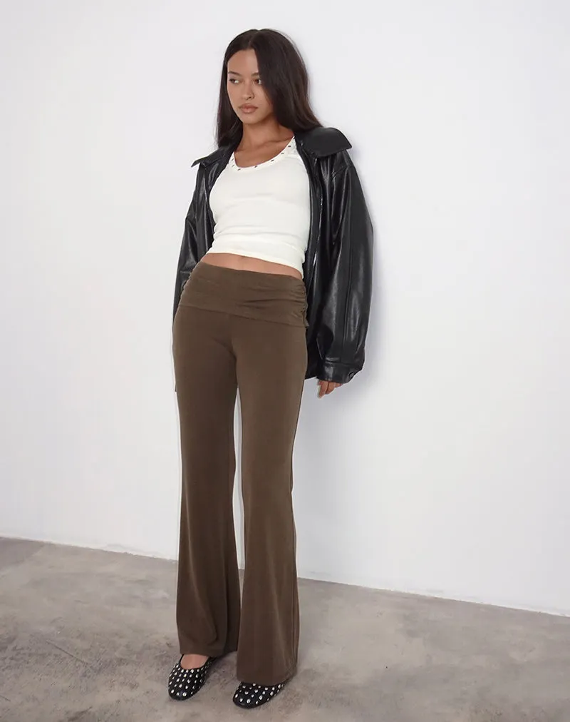 Jacita Low Rise Flared Trousers in Bitter Chocolate