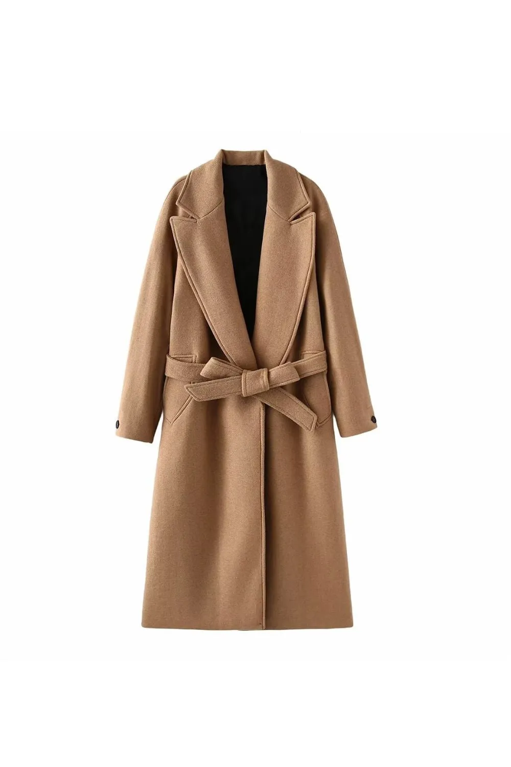 'Jade' Belted Woolen Trench Coat