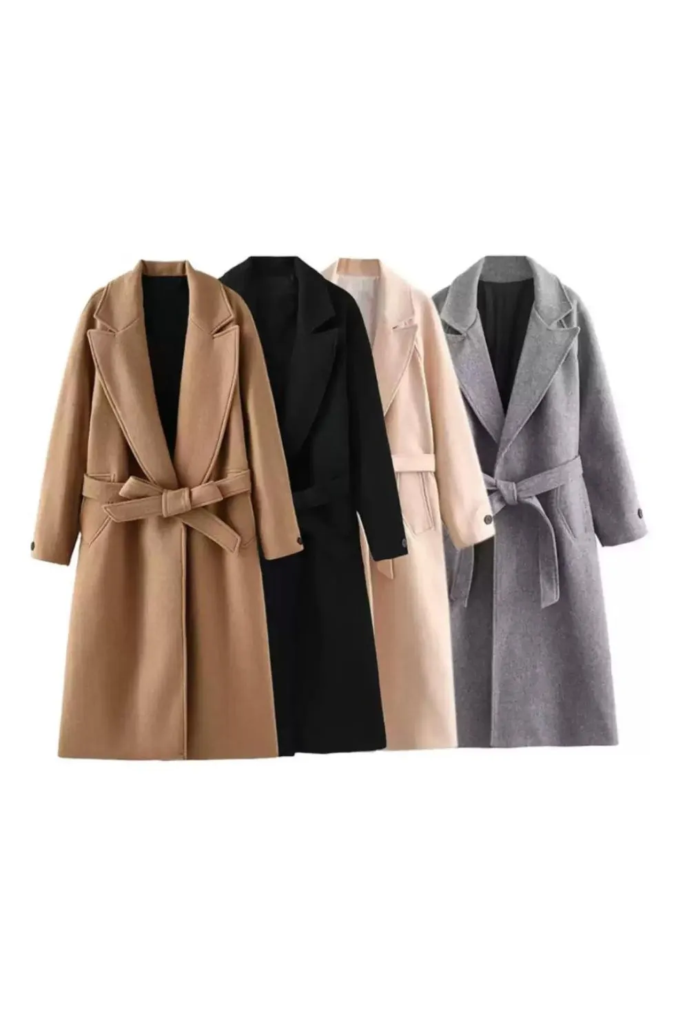 'Jade' Belted Woolen Trench Coat