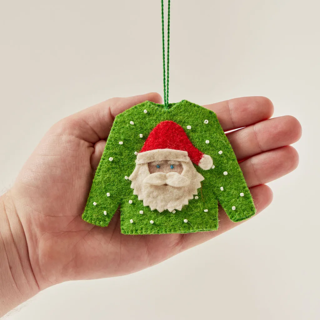 Jolly Santa Sweater Ornament