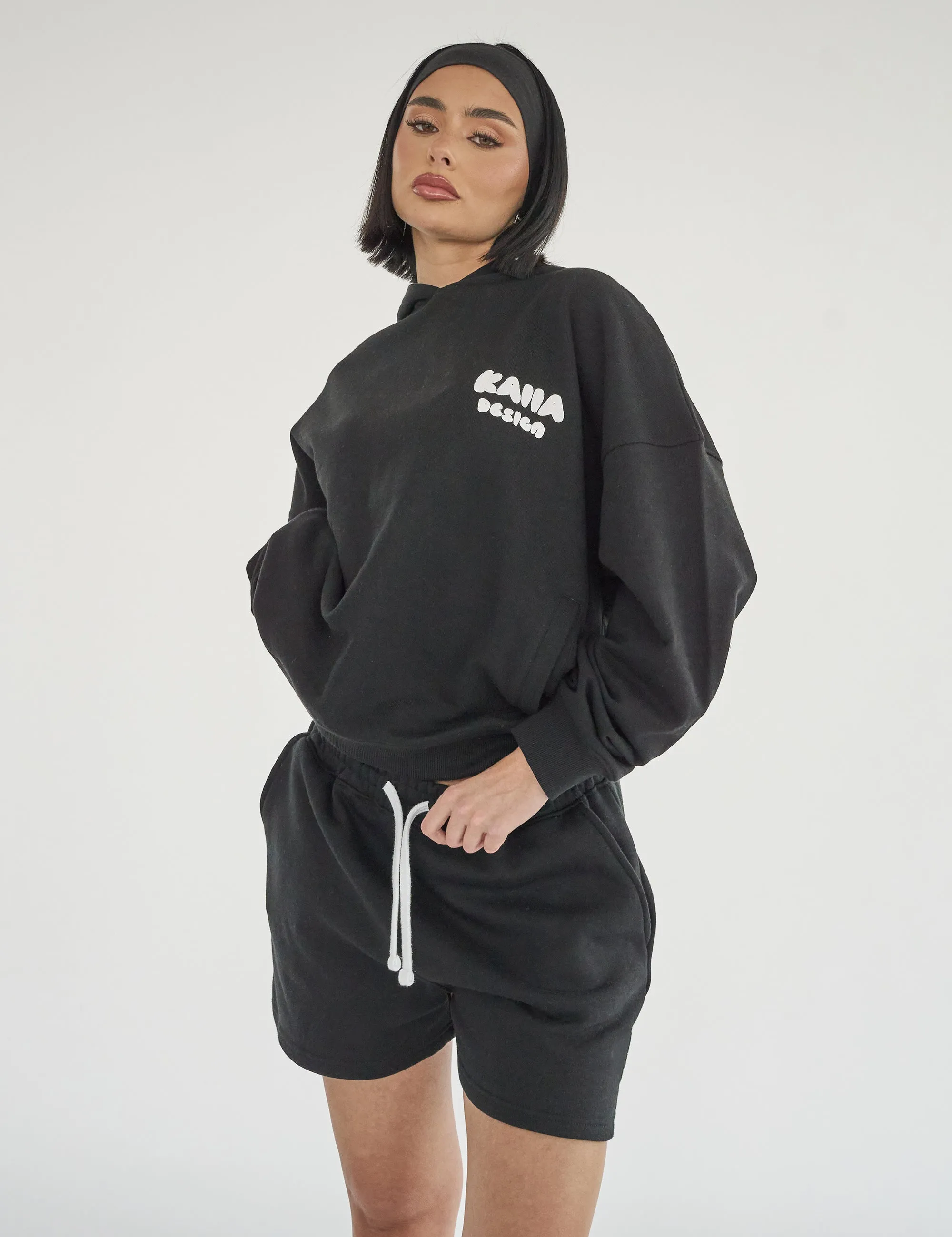 Kaiia Design Bubble Logo Oversized Hoodie Black