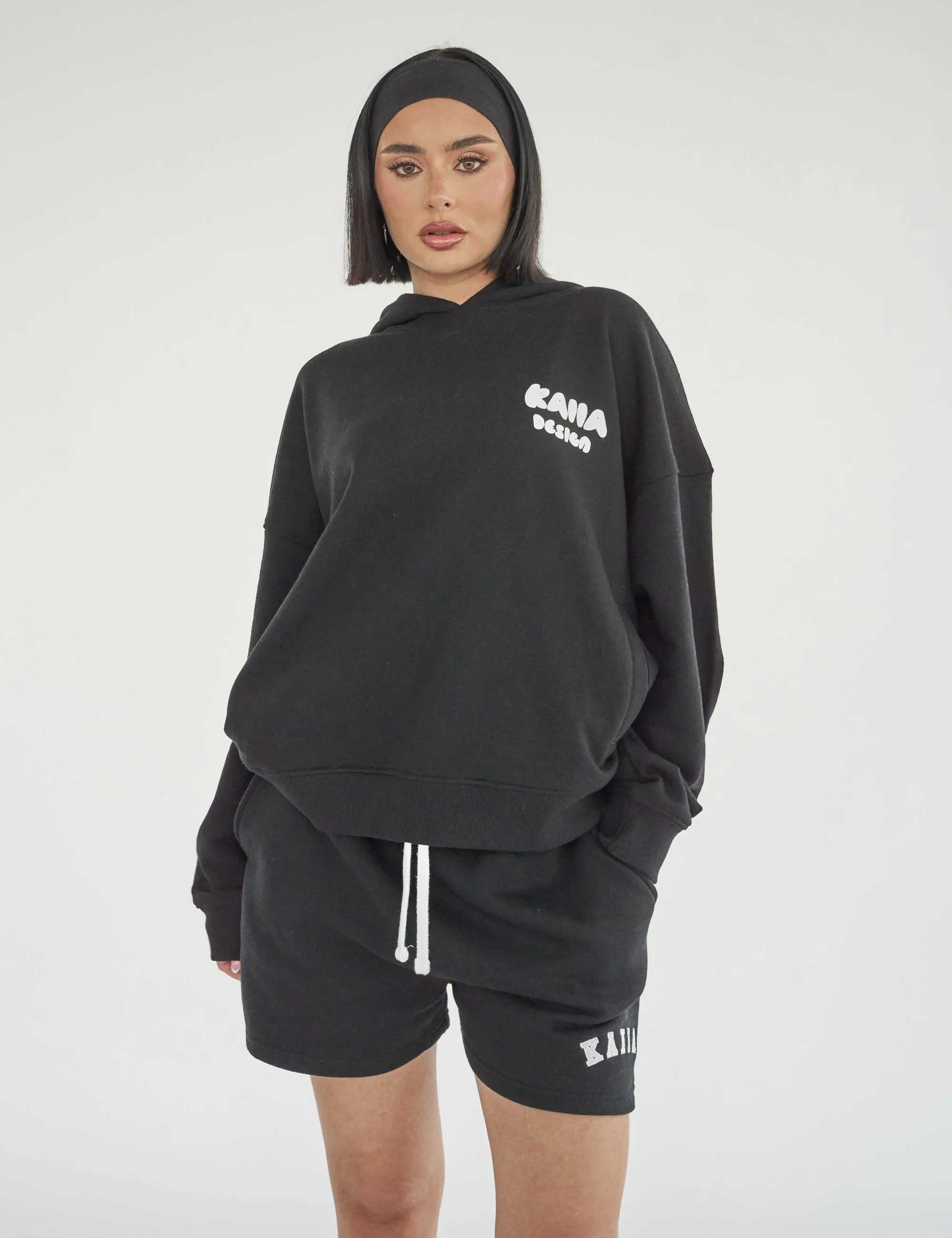 Kaiia Design Bubble Logo Oversized Hoodie Black