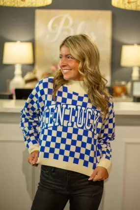 Kentucky Checkerboard Crop Sweater