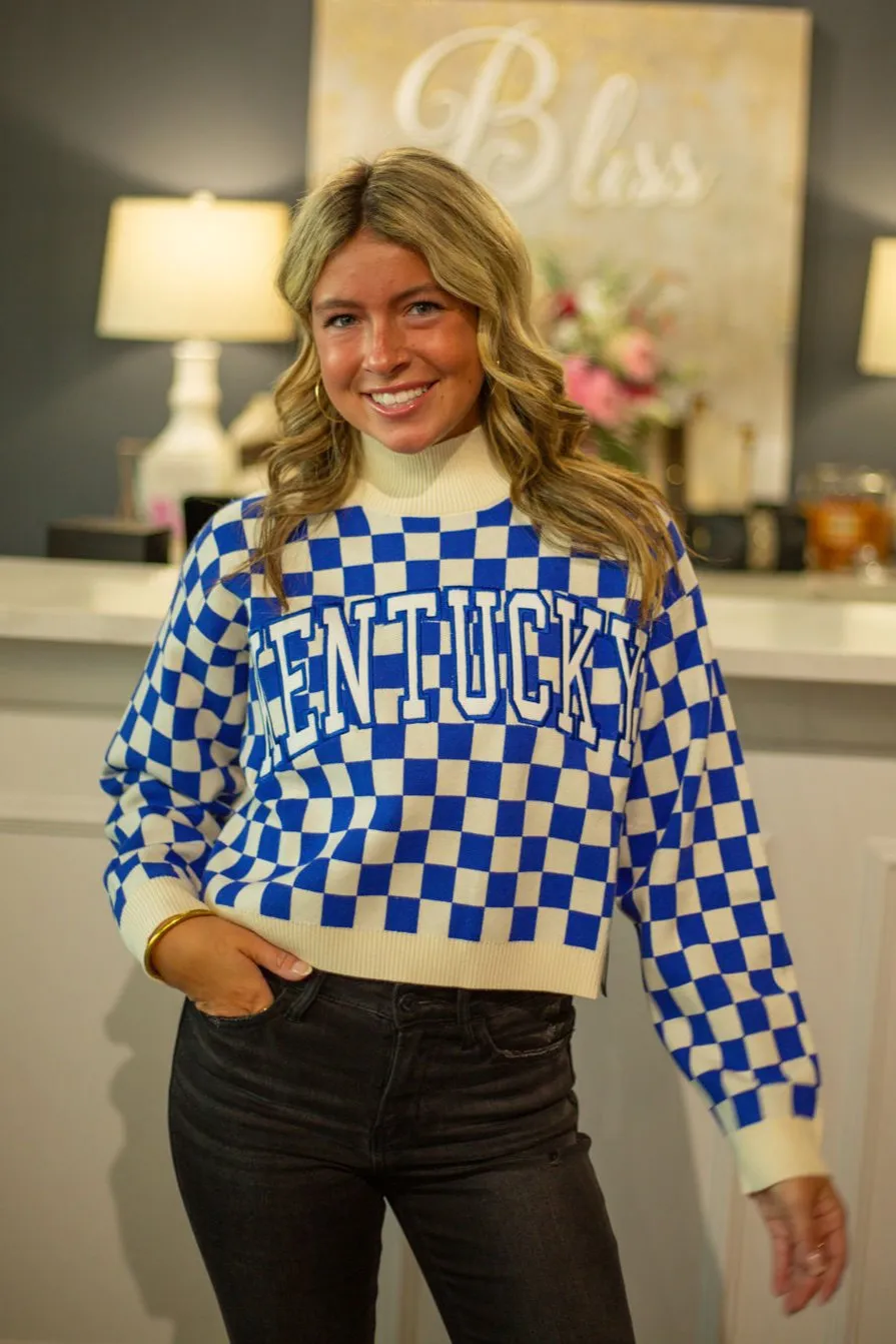 Kentucky Checkerboard Crop Sweater