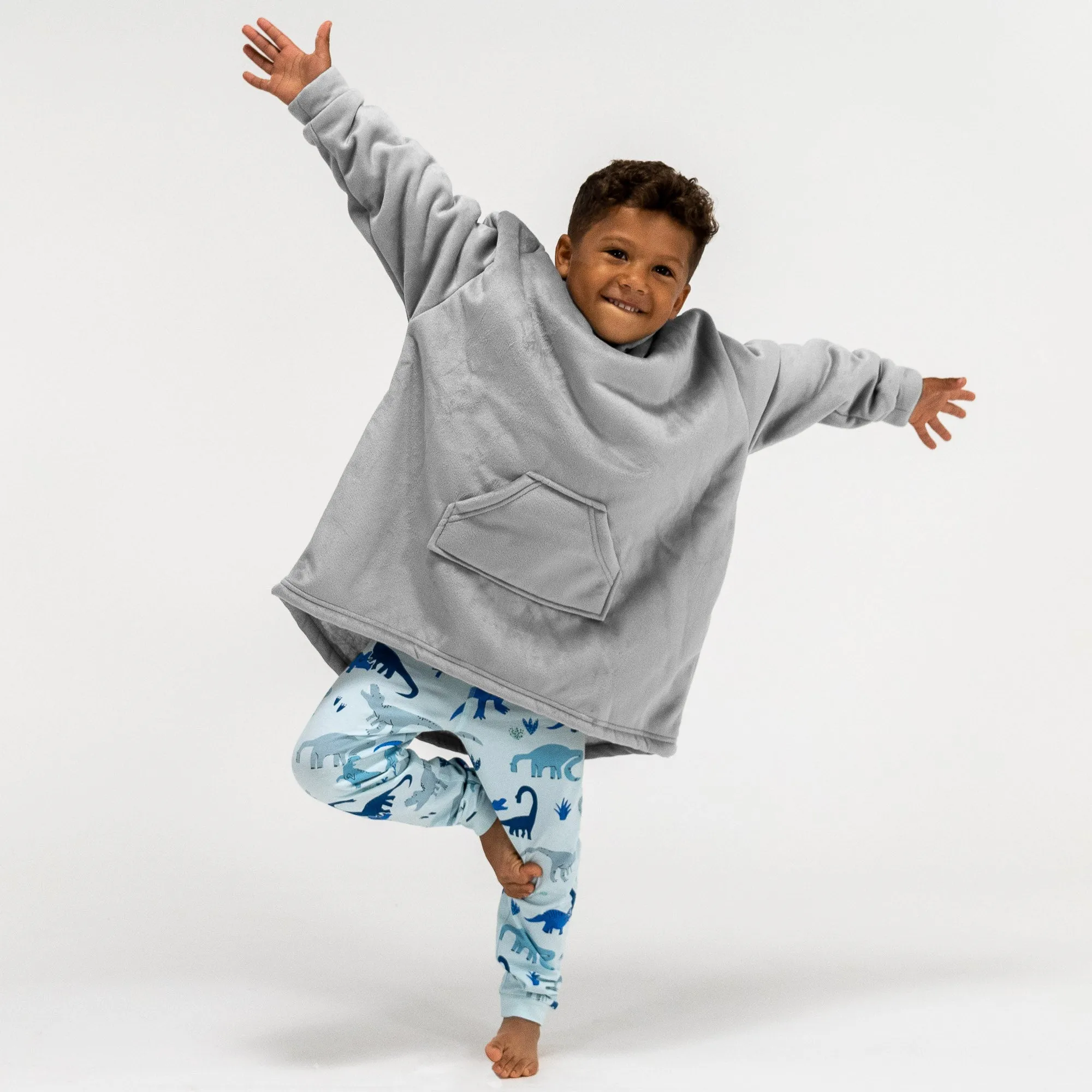 Kids Oversized Hoodie Blanket Sweatshirt - Minky Grey