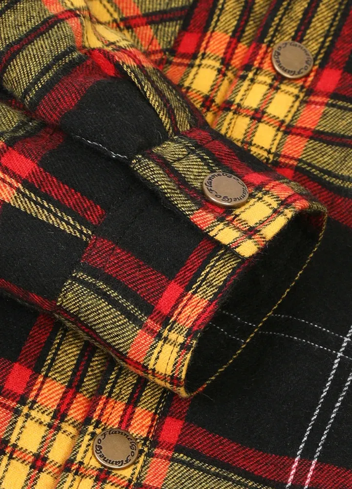 Kid's Quilted Lined Plaid Shirt Jacket, Snap Button Closure