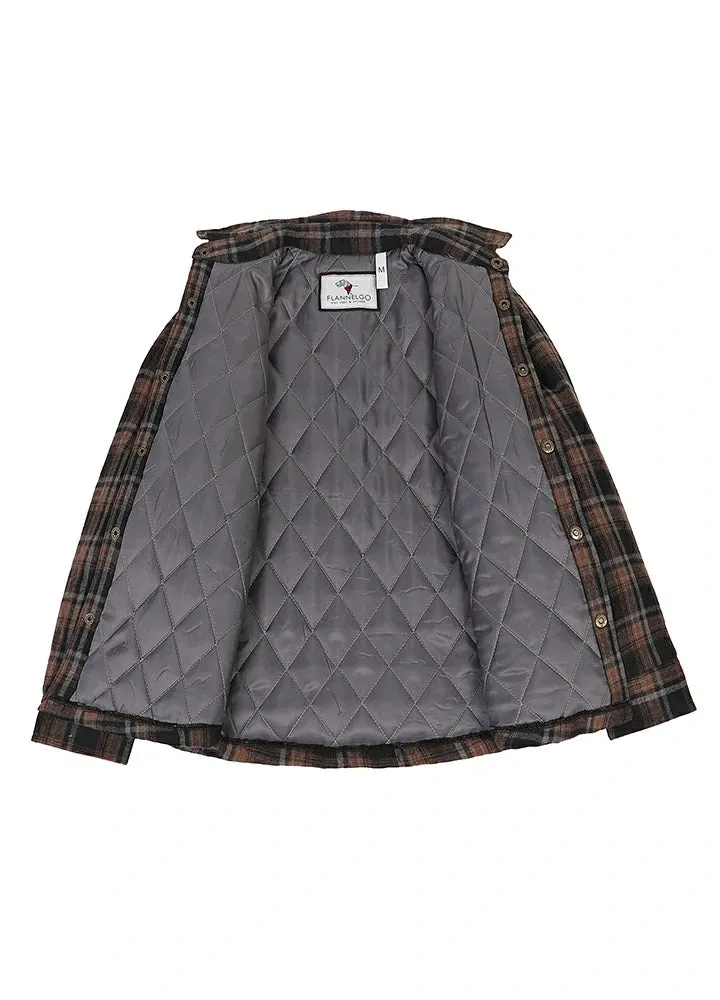 Kid's Quilted Lined Plaid Shirt Jacket, Snap Button Closure