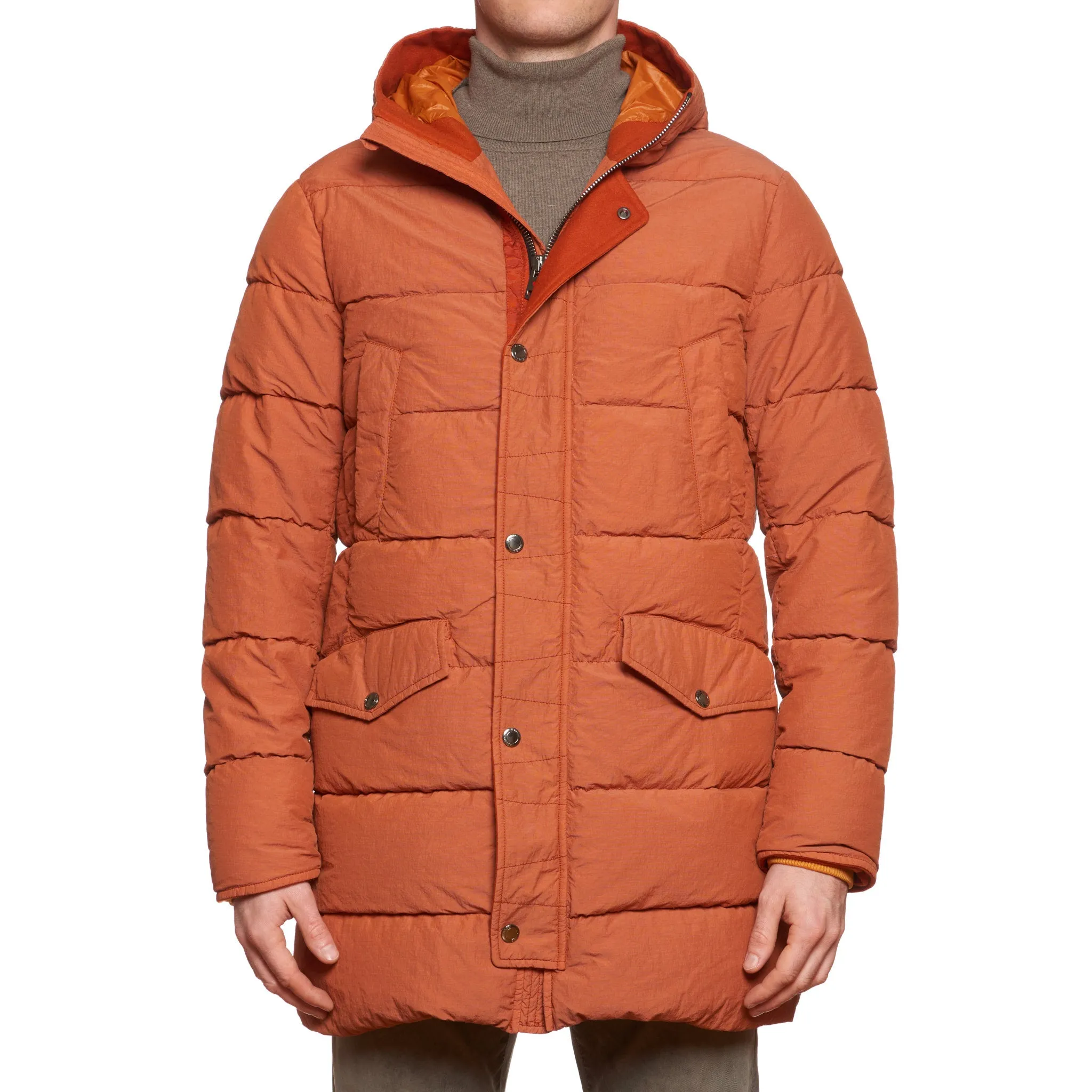 KITON KIRED Orange Goose Down Hooded Parka Puffer Jacket Coat 50 M