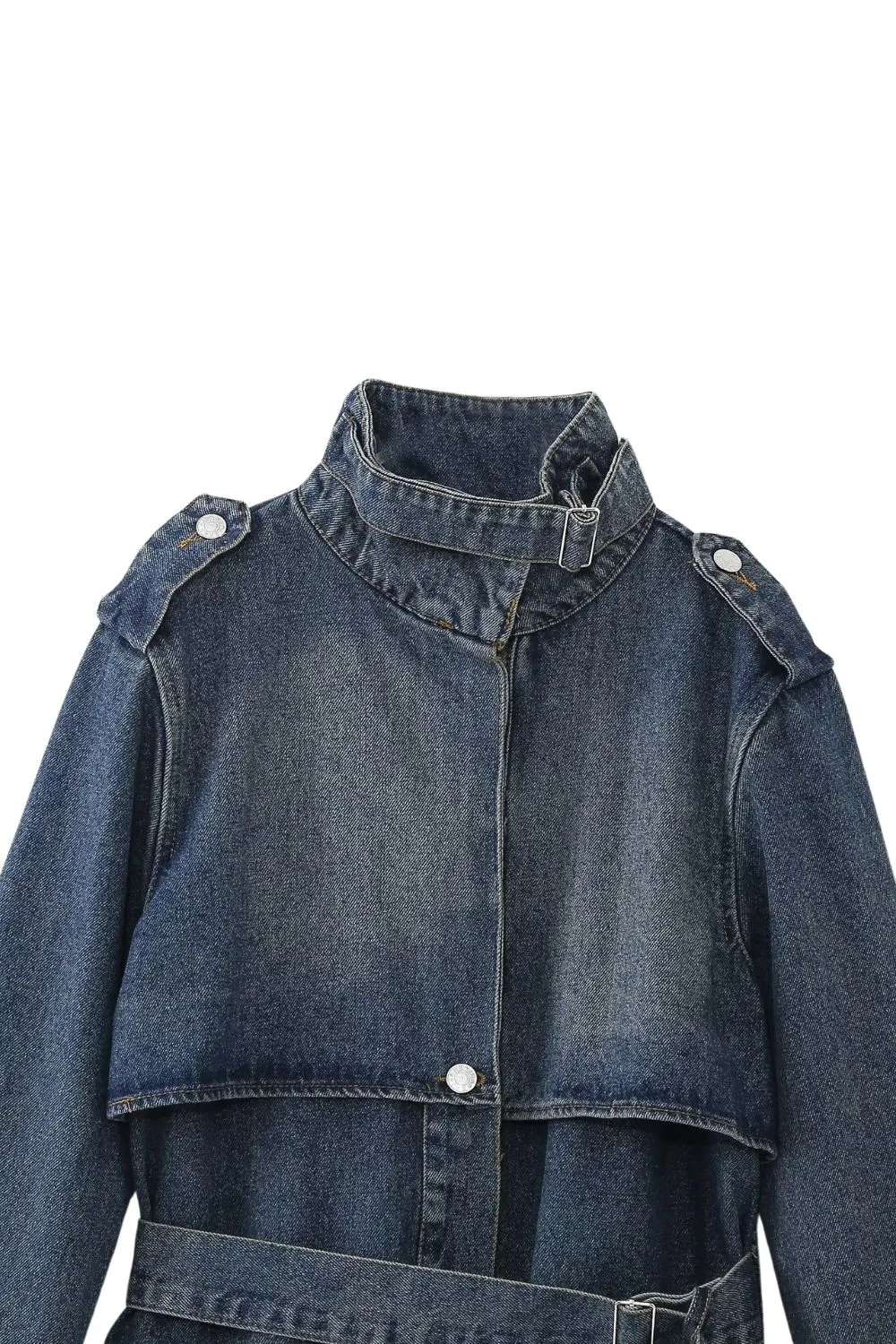 'Kylie' Tie-Waist Denim Trench Coat