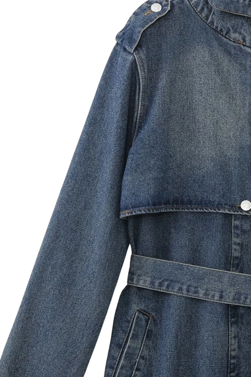 'Kylie' Tie-Waist Denim Trench Coat