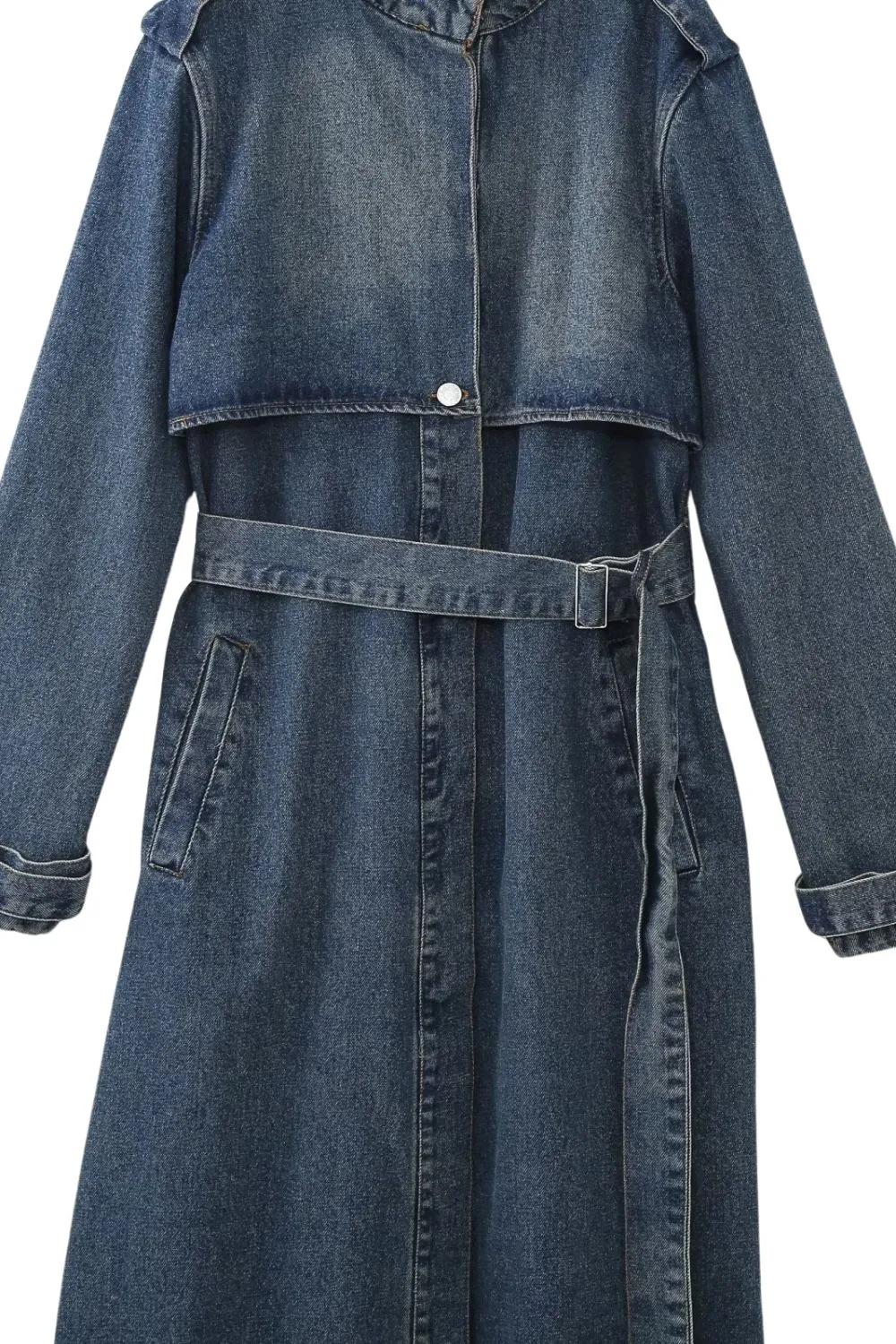 'Kylie' Tie-Waist Denim Trench Coat