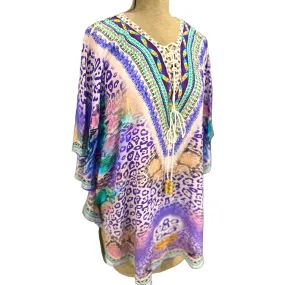 Kyra Viscose Silk Short Lace Up Kaftan