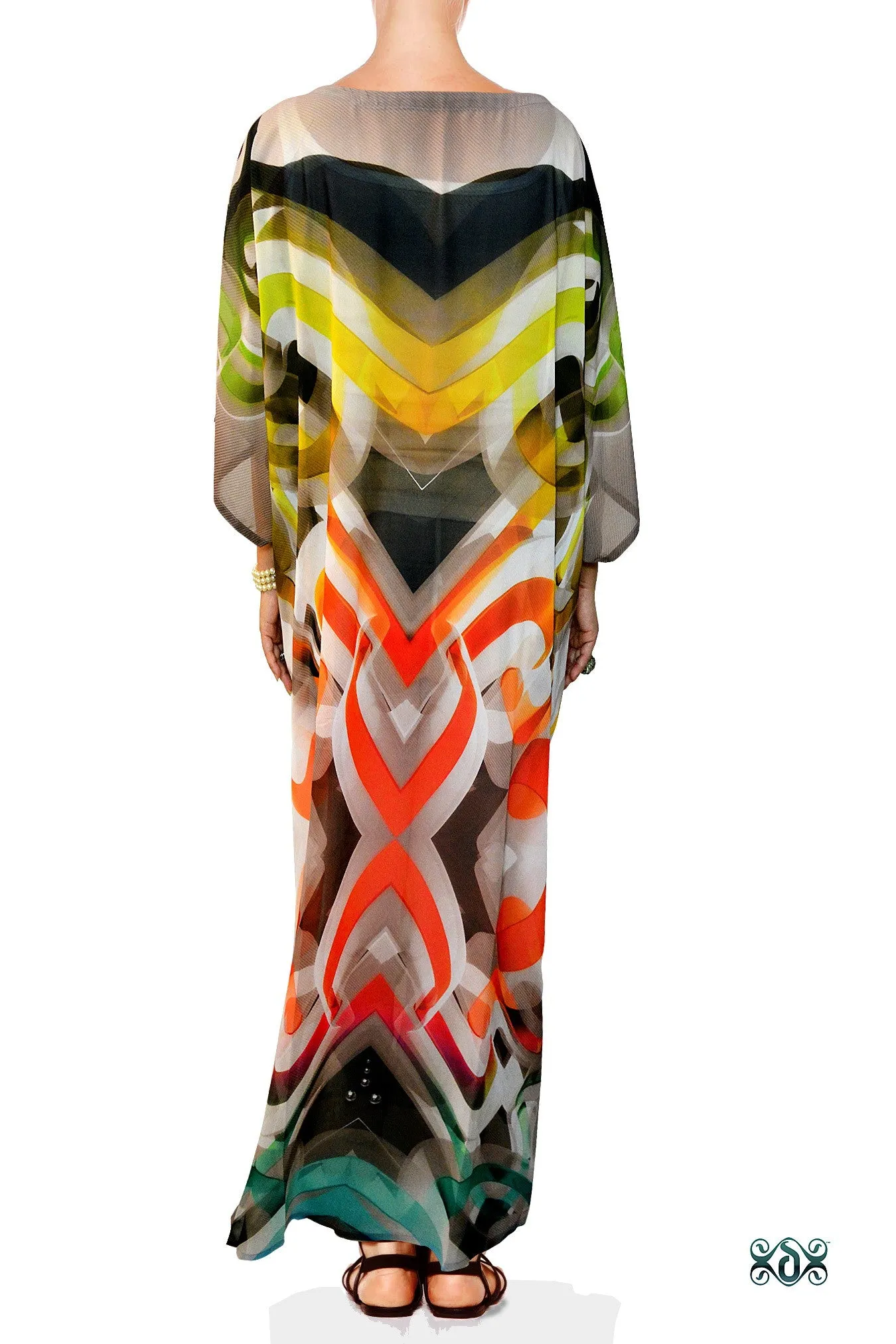 LA FUTURISMO Color Strokes Devarshy Georgette Long Kimono Jacket - 1023A