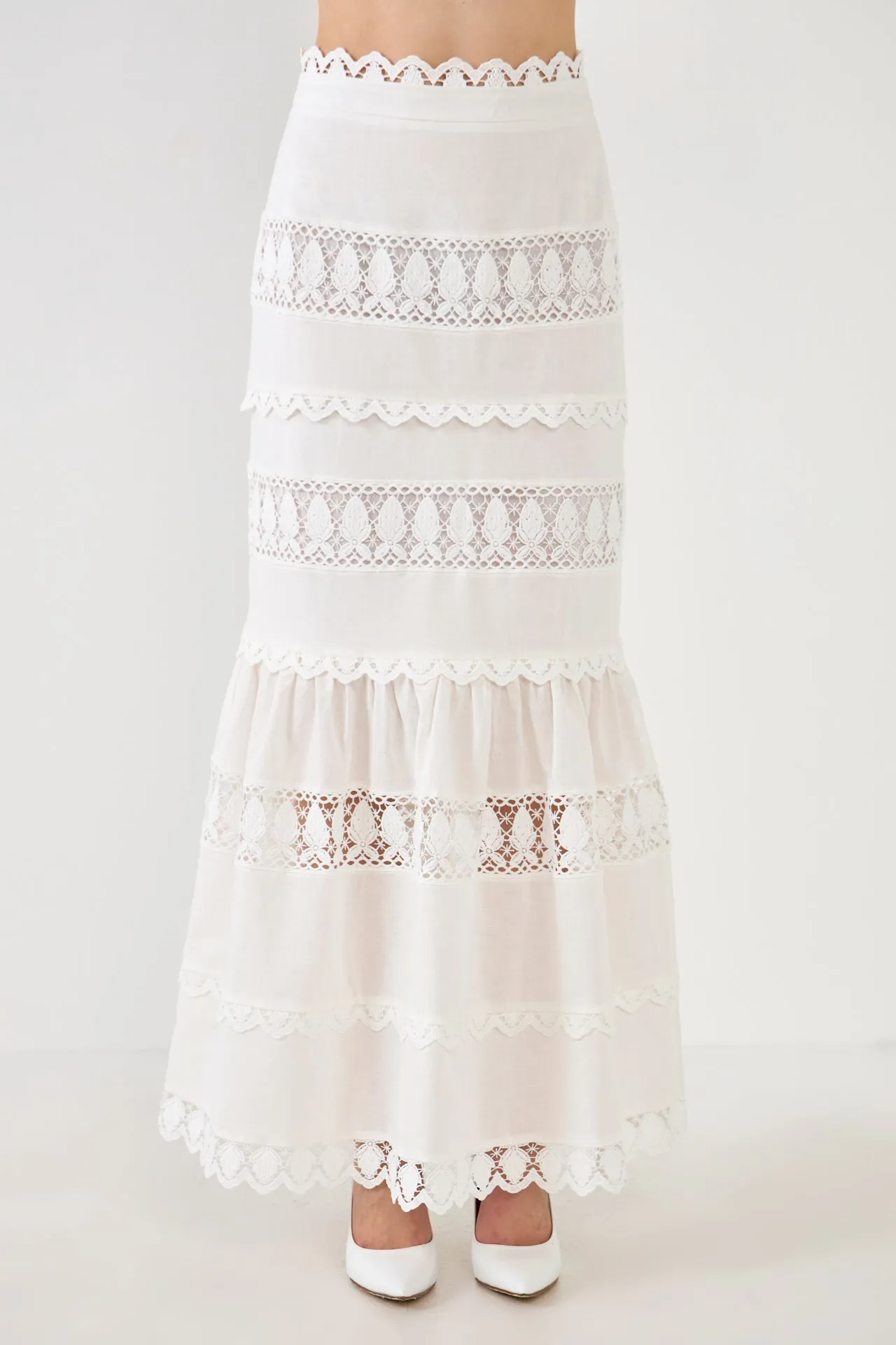 Lace Trim Maxi Skirt