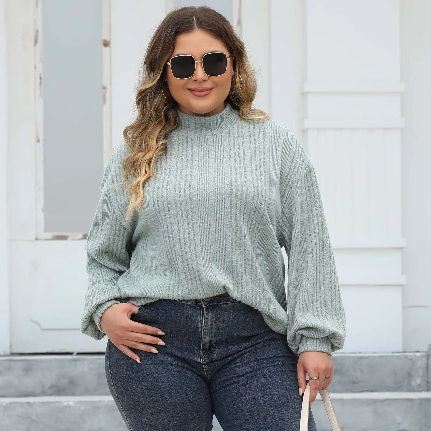 Lady's Pullover Tops Plus Size Half-turtleneck T-shirt Bottoming Shirt