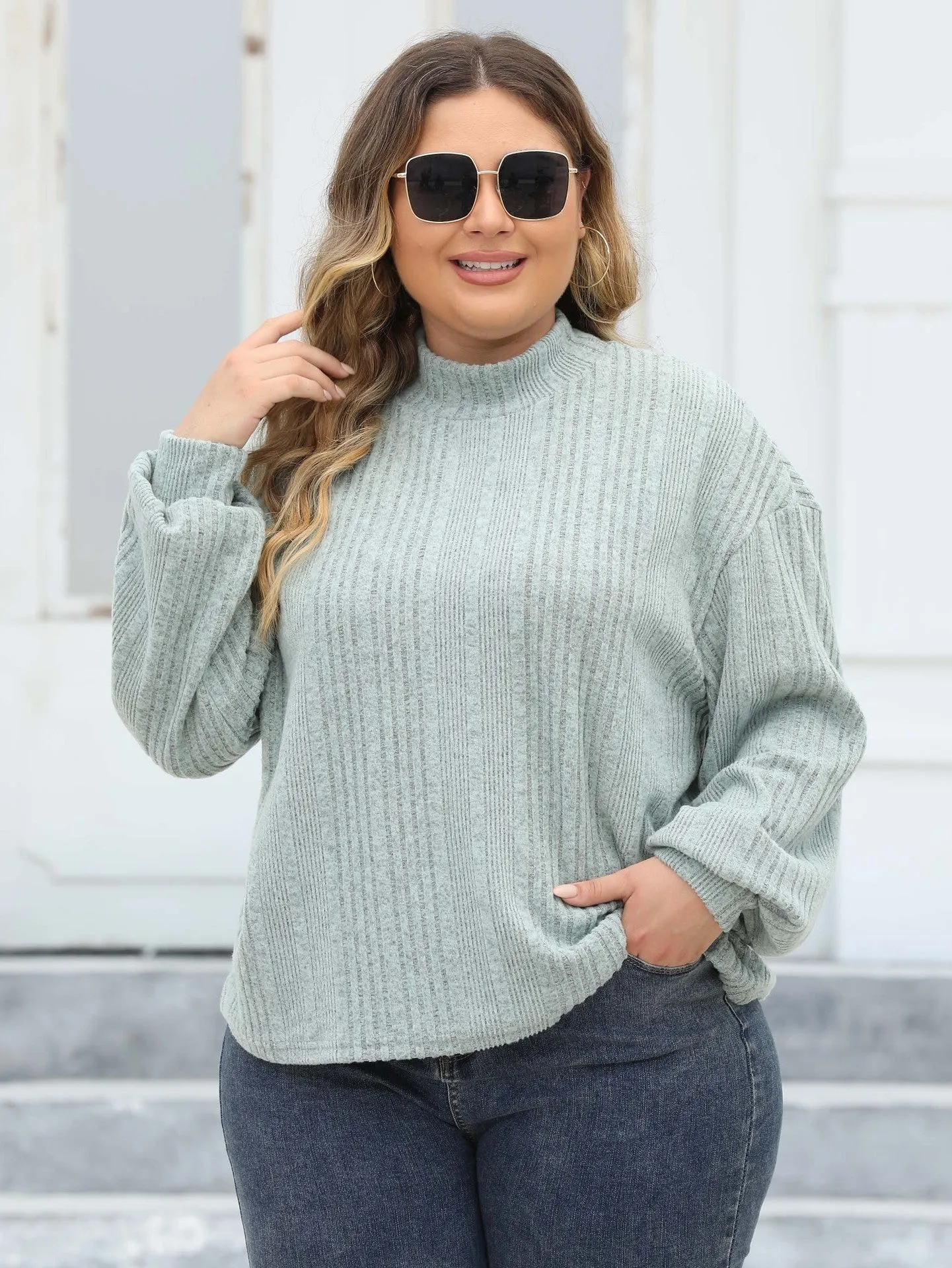 Lady's Pullover Tops Plus Size Half-turtleneck T-shirt Bottoming Shirt