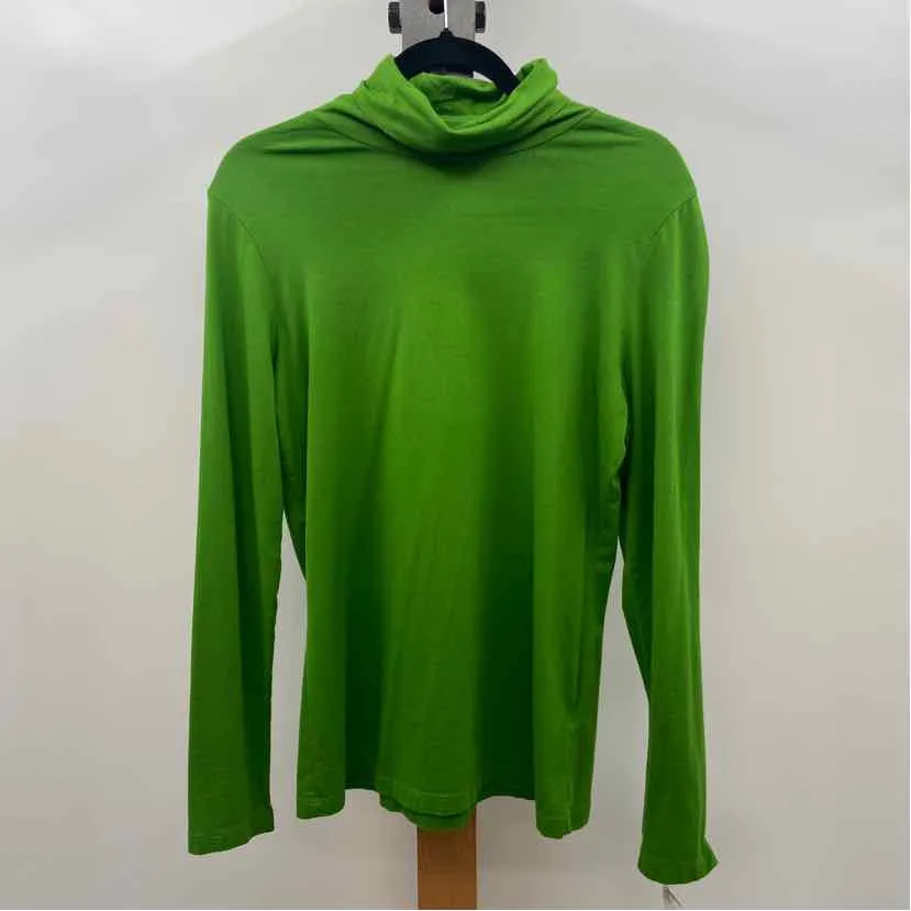 Lands End Women's Size M Green Solid Long Sleeve Shirt