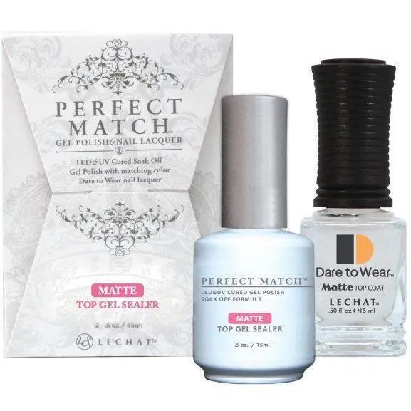 LeChat Perfect Match Gel / Lacquer Combo - Matte Top Gel Sealer 0.5 oz - #PMTM01