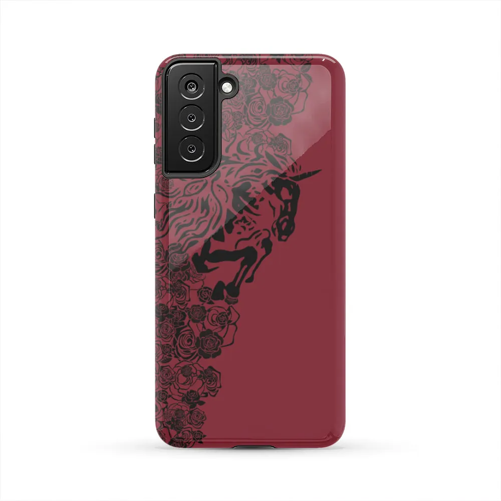 Lee's Excellent Tough Phone Case with Unicorn - Black Roses