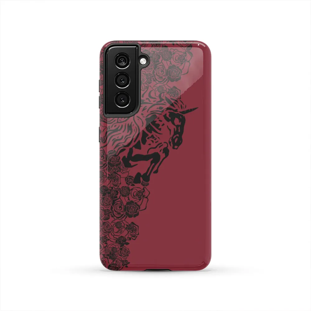 Lee's Excellent Tough Phone Case with Unicorn - Black Roses