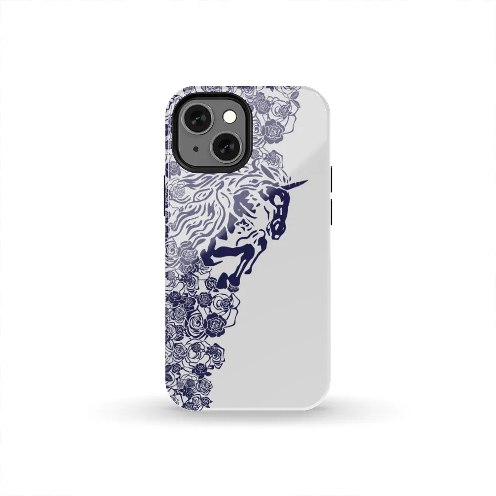 Lee's Excellent Tough Phone Case with Unicorn - Cobalt Roses