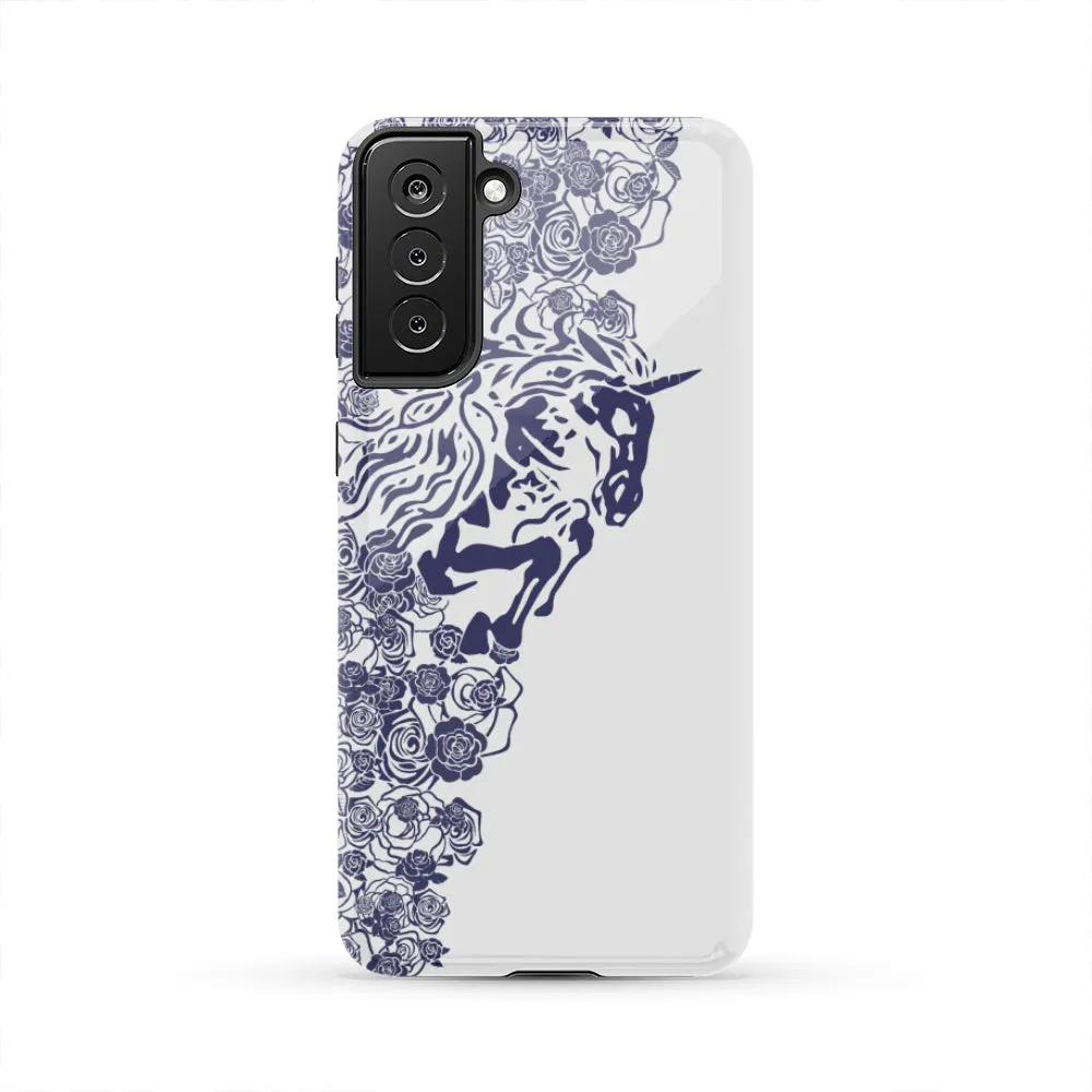 Lee's Excellent Tough Phone Case with Unicorn - Cobalt Roses