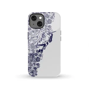 Lee's Excellent Tough Phone Case with Unicorn - Cobalt Roses