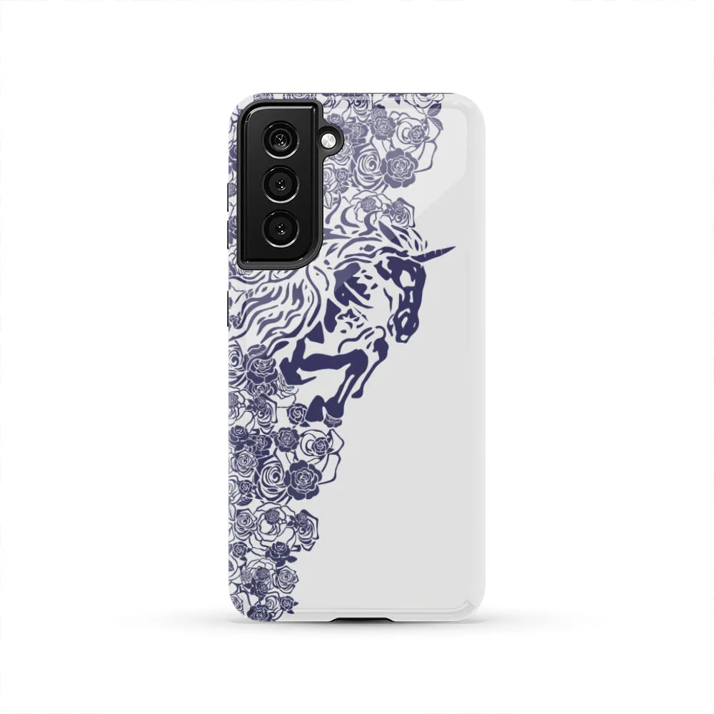 Lee's Excellent Tough Phone Case with Unicorn - Cobalt Roses