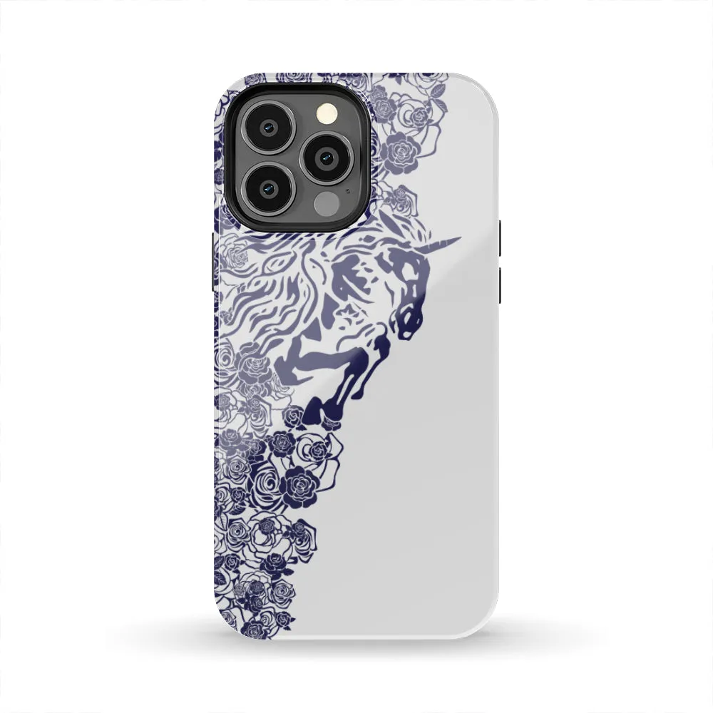 Lee's Excellent Tough Phone Case with Unicorn - Cobalt Roses