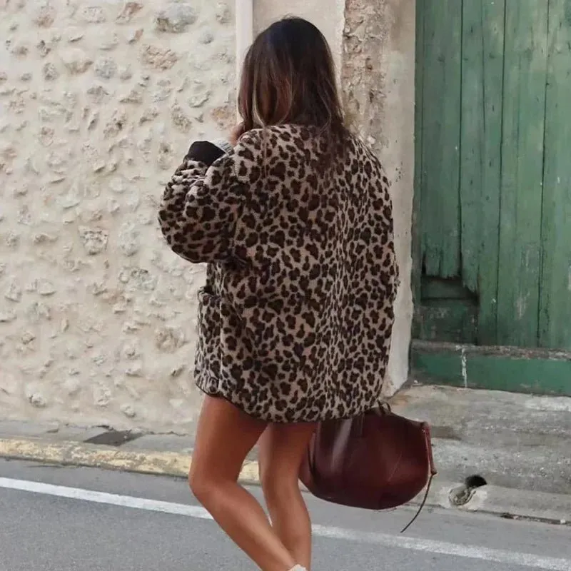 Leopard Print Teddy Coat