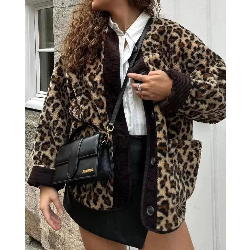 Leopard Print Teddy Coat