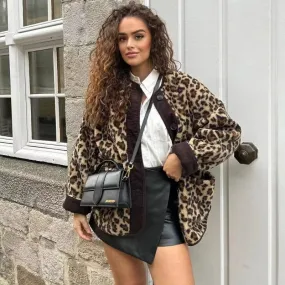 Leopard Print Teddy Coat