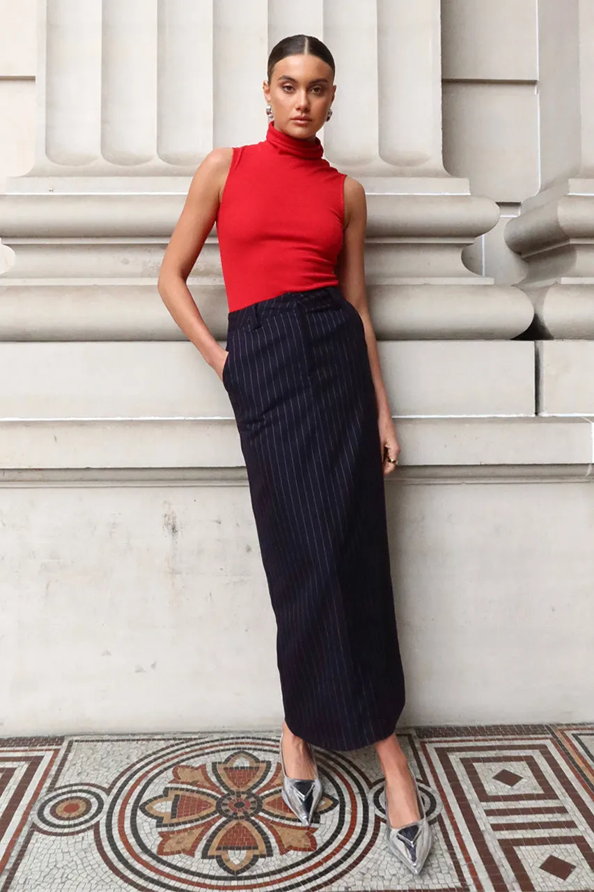 Lloyd Maxi Skirt | Navy Pinstripe