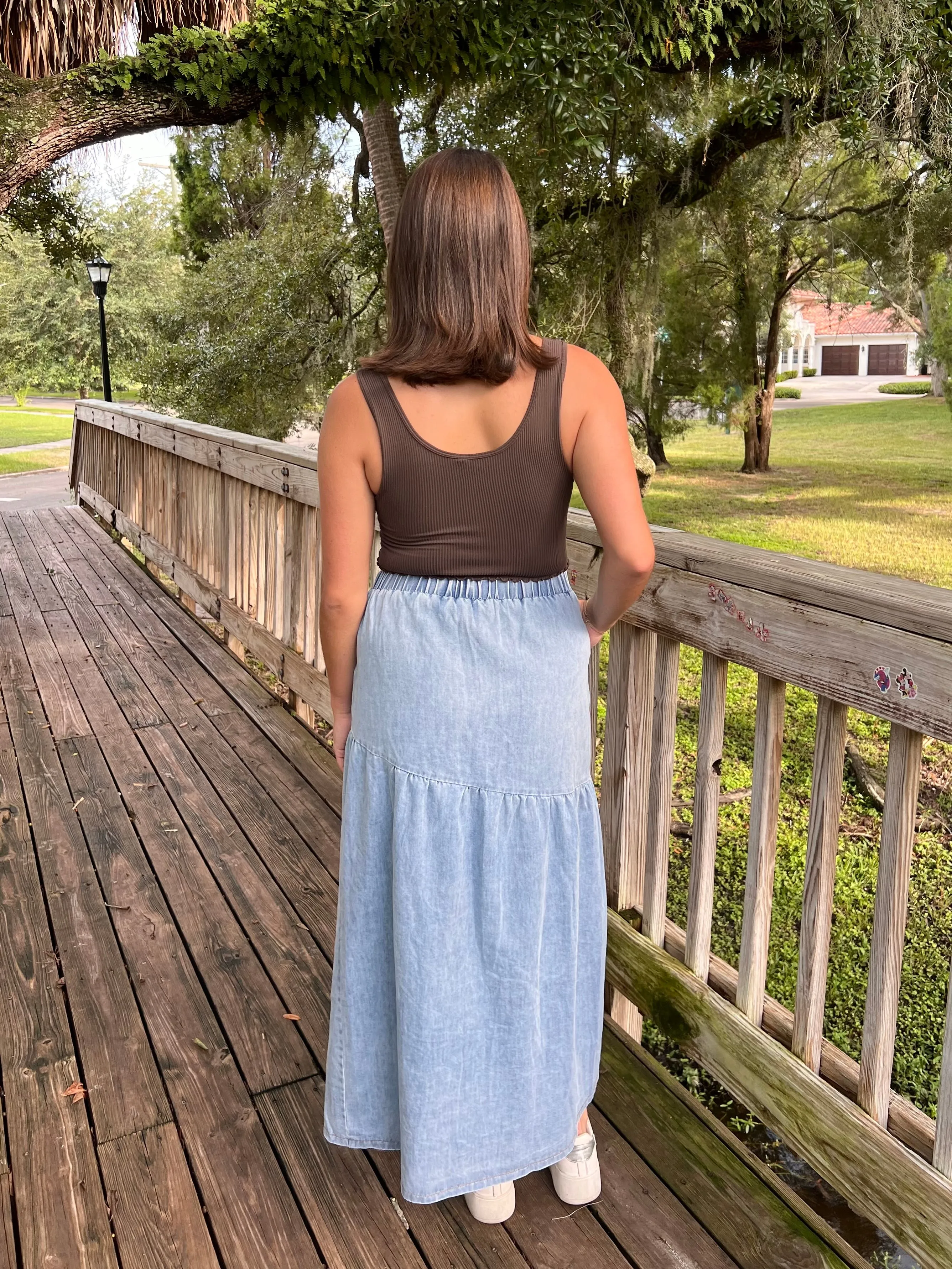 LOLA MAXI SKIRT IN DENIM