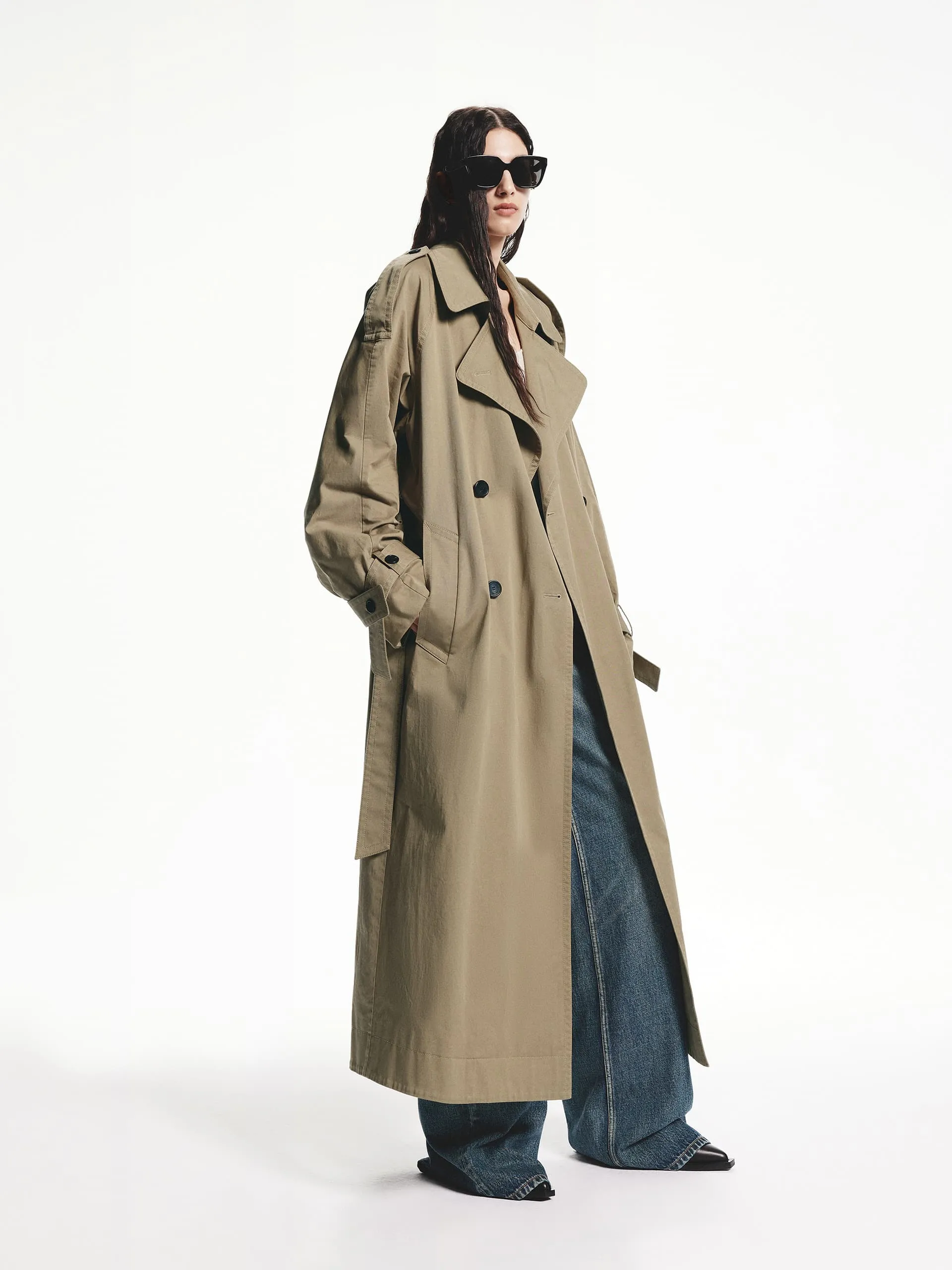 Long Belted Trench Coat