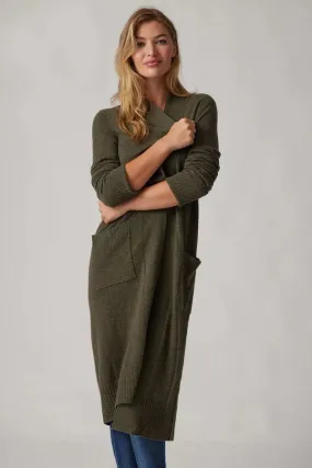 Long Duster Cashmere Cardigan - Military